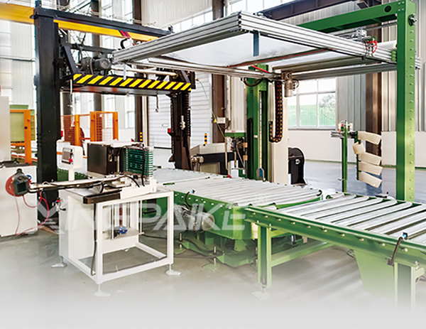 全自動(dòng)覆頂膜托盤在線纏繞機(jī)