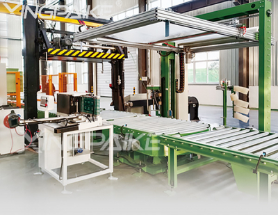 全自動(dòng)覆頂膜托盤在線纏繞機(jī)